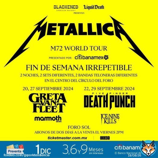 'Metallica':  Porque anunciaron conciertos en CDMX para septiembre de 2024.