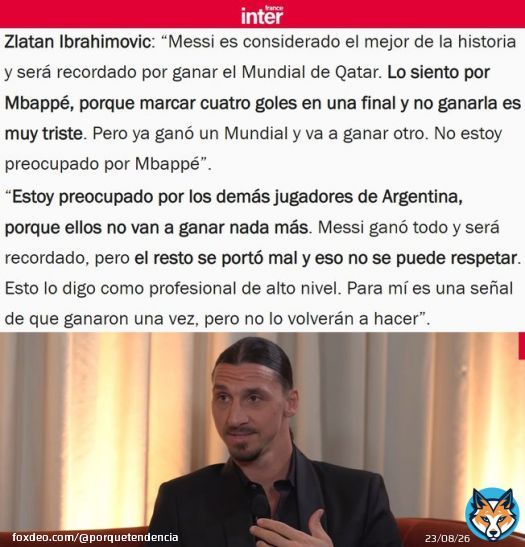 'Zlatan': Por declaraciones de Zlatan Ibrahimovic sobre la Selecci&oacute;n Argentina