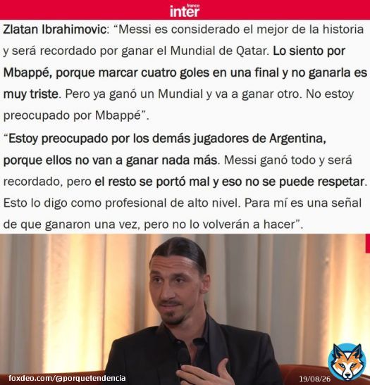'Zlatan': Por declaraciones de Zlatan Ibrahimovic sobre la Selecci&oacute;n Argentina
