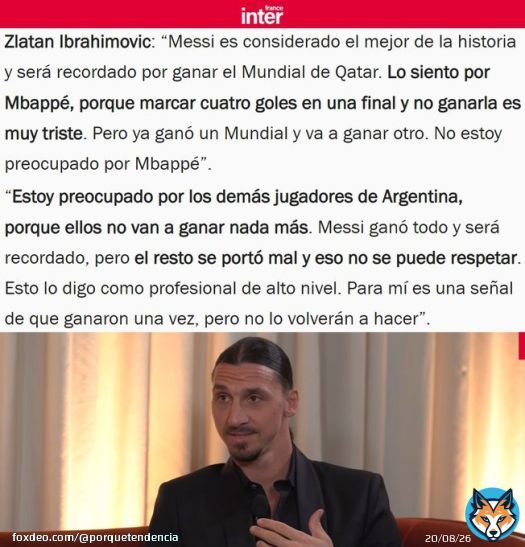 'Zlatan': Por declaraciones de Zlatan Ibrahimovic sobre la Selecci&oacute;n Argentina