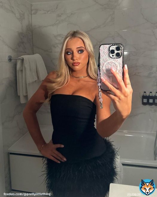 \ud83d\udda4 Category is: GLAM \ud83d\udda4 @amicharlize in our Black Faux Feather Detail Bandeau Bodycon Dress ???? Tap to shop \ud83d\udecd\ufe0f