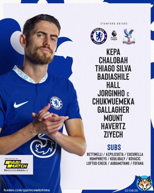 Chelsea team new vs Crystal Palace #CheCry