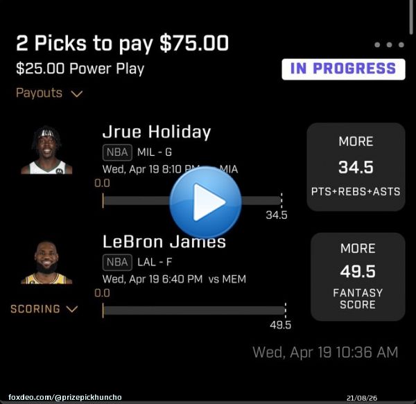 LADDER CHALLENGE DAY 1   Jrue Holiday o34.5 PRA LeBron o49.5 fantasy score   TWO LOCKS OF THE DAY  ILL POST MORE PLAYS SOON     #PrizePicks #GamblingTwitter #PrizePicksNBA #NBA&nbsp;#PlayerPropBets #PropBets #NBATwitter&nbsp;#dfs #locks #parlay&helli