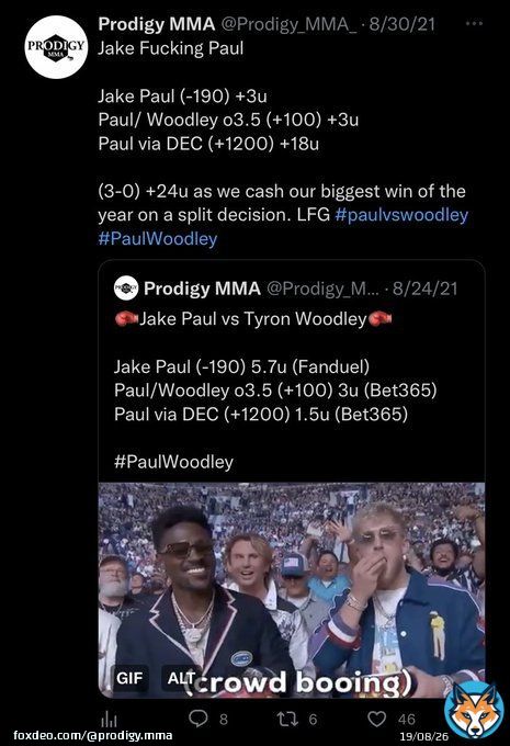 Tommy Fury vs Jake Paul takes place this Sunday #PaulFury   Jake Paul fights have been good to us so far: +26.6u