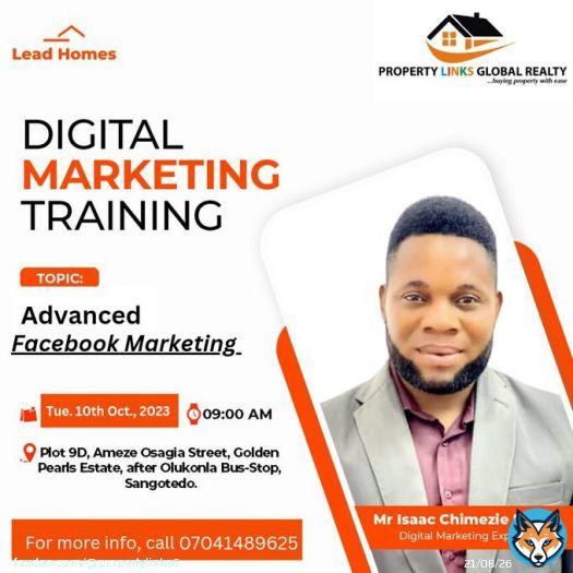 Digital Training Training with Mr Chimezie Isaac  Join us tomorrow at Lead Homes Realtor's Academy for a session of digital marketing training  #propertylinksglobal #digitalmarketing #realestateinvestmenting #viralvideo #usa_tiktok