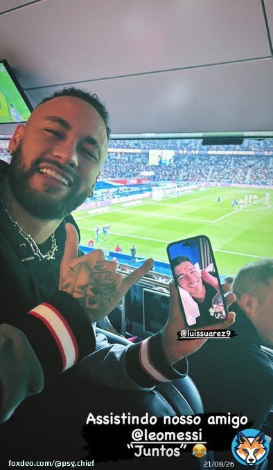 | Neymar Jr on IG :  &ldquo;Watching our friend Leo Messi &lsquo;together&rsquo; &rdquo;