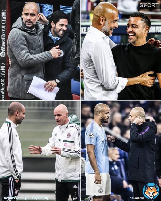 Mikel Arteta 1st in the PL with Arsenal  Xavi 1st in LaLiga with Bar&ccedil;a   Pep 2nd in the PL with Man City  Erik ten Hag 4th in the PL with Man United  Vincent Kompany 1st in Championship with Burnley  Pep's influence is stamped all over the topop of football