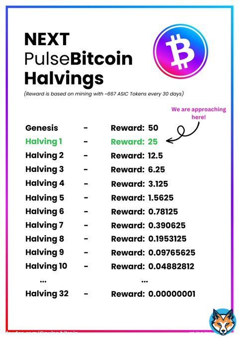 This is just a friendly reminder that the very first PulseBitcoin Halving Event is set to occur in approx. 3 weeks!