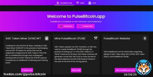 The official PulseBitcoin app now supports PulseChain!  Check it out!