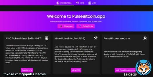 The official PulseBitcoin app now supports PulseChain!  Check it out!