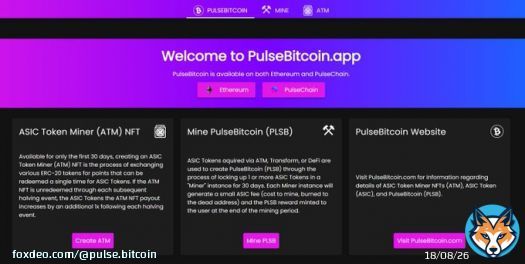 The official PulseBitcoin app now supports PulseChain!  Check it out!