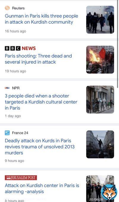 A known white supremacist in Paris out on bail after attacking migrants, target kills 3 Kurdish Muslims, and this likely the first you heard.  Meanwhile media & French President Macron won&rsquo;t even use the word &ldquo;terrorism&rdquo; to describe this act of terror.  Reckless double standards.