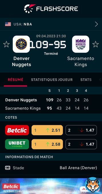 Denver Nuggets - Sacramento Kings 109:95 @FlashscoreFR #NBA #NBAextra #NBATwitterLive @beinsports_FR @TrashTalk_fr Plus d'infos:
