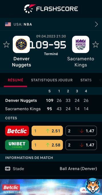 Denver Nuggets - Sacramento Kings 109:95 @FlashscoreFR #NBA #NBAextra #NBATwitterLive @beinsports_FR @TrashTalk_fr Plus d'infos: