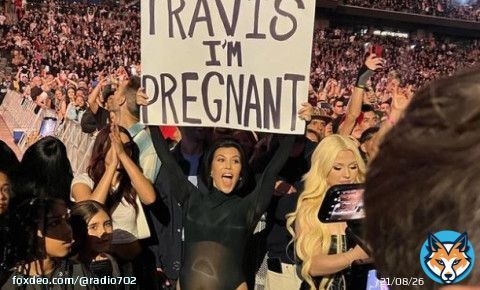 #KourtneyKardashian is pregnant!  (Watch how she announces it to her #Blink182 drummer husband, #TravisBarker, WHILE HE'S PLAYING ON STAGE.)