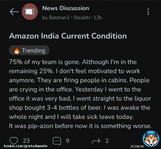 #amazon is having bad days!  Or probably the world is. It's heartbreaking that the #indianmedia is not covering this.  #engineering #EngineeringJobs #layoffs