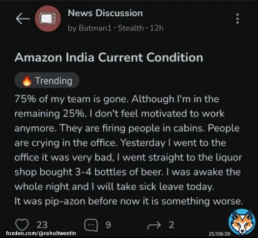 #amazon is having bad days!  Or probably the world is. It's heartbreaking that the #indianmedia is not covering this.  #engineering #EngineeringJobs #layoffs
