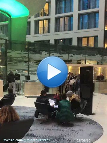 The AquaDom in Berlin, a 25 m tall cylindrical acrylic glass aquarium with built-in transparent elevator containining 1 million liters of water and over 1,500 fish of 50 species, has burst flooding the nearby streets.  [video: