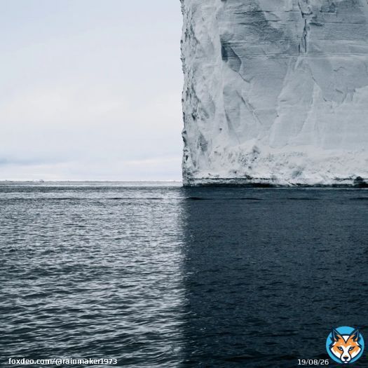 This photo by David Burdeny is still one of the coolest iceberg photos in existence thanks to the perfect composition and symmetry that separates the photo into four different sections of colour and texture   [site:
