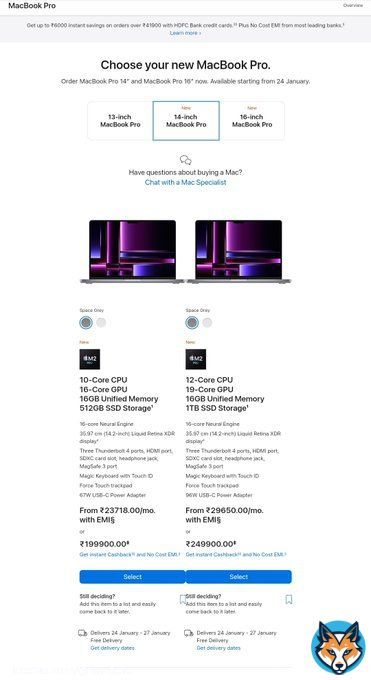 #Apple has Just unveiled the Brand new M2 Pro & Max chipsets at Reasonable Prices   Indian prices:   #MacMini M2: ₹59,900 M2 Pro: ₹1,29,900  #MacBookPro M2 Pro 14': ₹1,99,900 16': ₹2,49,900  #MacBookPro M2 Max 14': ₹3,09,900 16': ₹3,49,900  #stufstufflistingsarmy #technews
