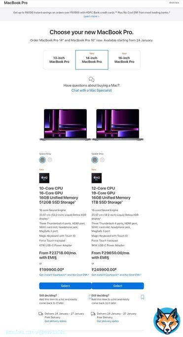 #Apple has Just unveiled the Brand new M2 Pro & Max chipsets at Reasonable Prices   Indian prices:   #MacMini M2: ₹59,900 M2 Pro: ₹1,29,900  #MacBookPro M2 Pro 14': ₹1,99,900 16': ₹2,49,900  #MacBookPro M2 Max 14': ₹3,09,900 16': ₹3,49,900  #stufstufflistingsarmy #technews