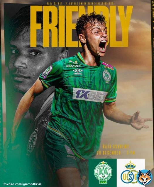 Our U21 team will play a friendly game against Royale Union Saint-Gilloise's U23 today at Raja Academy