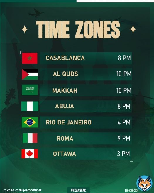 From Casablanca to the world  Here’s tonight’s #MatchTime  #RCAASFAR  Tell us where you’ll be cheering on the Eagles !