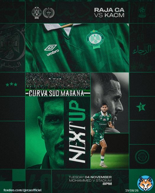 Next match at Mohammed V Stadium One last push before the break, let’s fill the stands Get your ticket now on