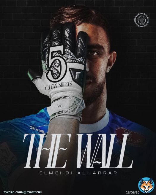 5 CLEAN SHEETS IN 6 GAMES The wall has a name El Mehdi Al Harrar