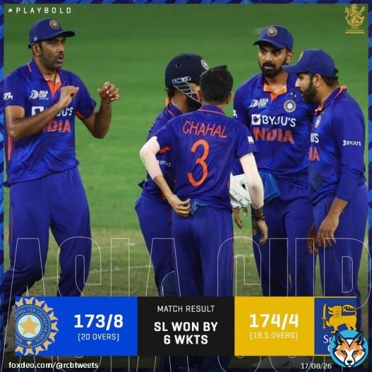 Heartbreak at the end of another thriller, as Sri Lanka clinch the win in the final over.   Well fought, boys.   #PlayBold #AsiaCup2022 #INDvSL #TeamIndia