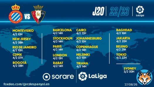 Where in the world are you watching #EspanyolOsasuna from? #RCDE