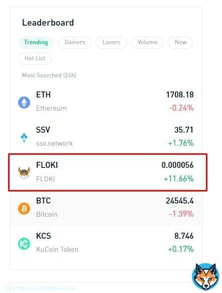 Merely 12 hours after getting listed, #Floki made its way to the trending leaderboard on @kucoincom   A leaderboard that is shared with giants like #bitcoin, #ethereum and #kcs!