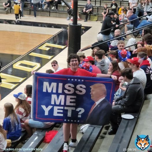 High school basketball tournament in Southern Indiana, high school kids are all in #TRUMP2024