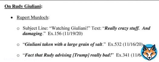 Rupert Murdoch and his talking heads at Fox News all knew how ridiculous Rudy Giuliani sounded, and knew how wrong the big lie was, but they helped spread it.  Fox News is just as responsible for what happened on January 6th.
