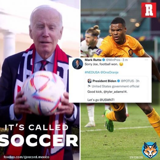 LAS COSAS COMO SON   En su mensaje de apoyo a la Selecci&oacute;n de Estados Unidos, Joe Biden mencion&oacute;: &ldquo;se llama soccer&rdquo;.  Minutos despu&eacute;s del partido terminado entre Pa&iacute;ses Bajos y EUA, el Primer Ministro de los neerlandeses le respondi&oacute;:  &ldquo;Perd&oacute;n, Joe, el futbol gan&oacute;.&rdquo;