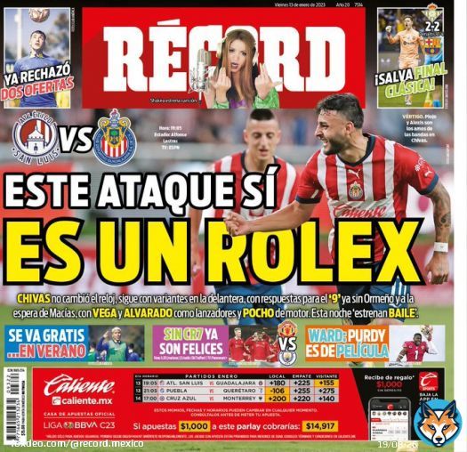 &iexcl;Buen d&iacute;a, amigos de R&Eacute;CORD!    #HoyEnTuR&Eacute;CORD    &iexcl;Este ataque s&iacute; es un Rolex!    Chivas no cambi&oacute; el reloj, sigue con variantes en la delantera.