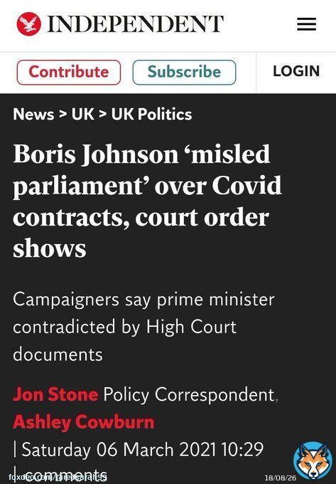 ' @BorisJohnson Johnson misled parliament over the publication of coronavirus contracts, a court order appears to show.'  *Misled = lied.  #ToryCorruption #CostOfLivingCrises