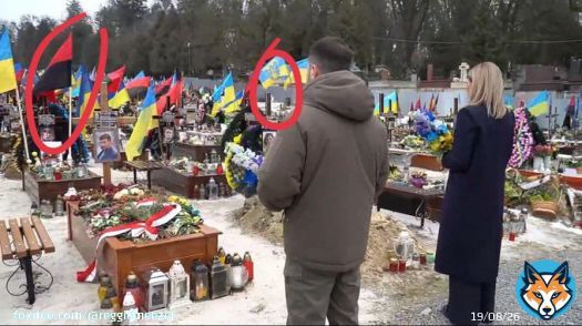 Ukrainian neo-Nazis. The Zelenskii's and the Latvian President's Egils Levits visited a Nazi cemetery in Lviv. In addition to the red and black Nazi UPA flag the two presidents have layed down some flowers to the 14th Waffen Grenadier SS Devision of of the 'Galicina'