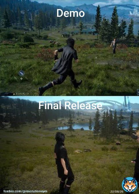 People acting surprised by the fact that Forspoken suffered a major downgrade, when it was so obvious it would happen. The game uses the same engine as FFXV and it's being made by basically the same studio, and FFXV also suffered a monster of a downggrade.