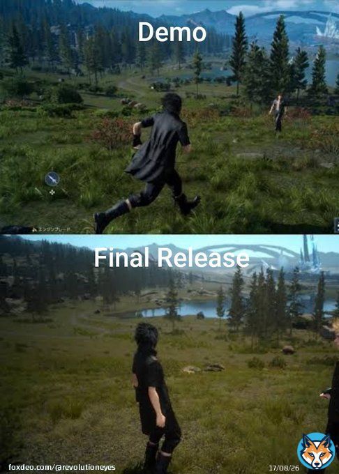 People acting surprised by the fact that Forspoken suffered a major downgrade, when it was so obvious it would happen. The game uses the same engine as FFXV and it's being made by basically the same studio, and FFXV also suffered a monster of a downggrade.