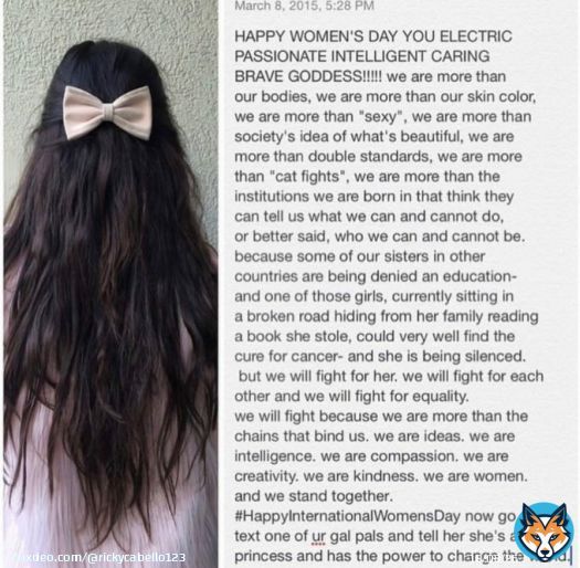 Camila IG Post today 8 years ago  #InternationalWomensDay #HappyWomensDay   'could very well find the cure for cancer- and she is being silenced.'  @Camila_Cabello was teasing Familia track 'Lola' 8 years ago, her mind!