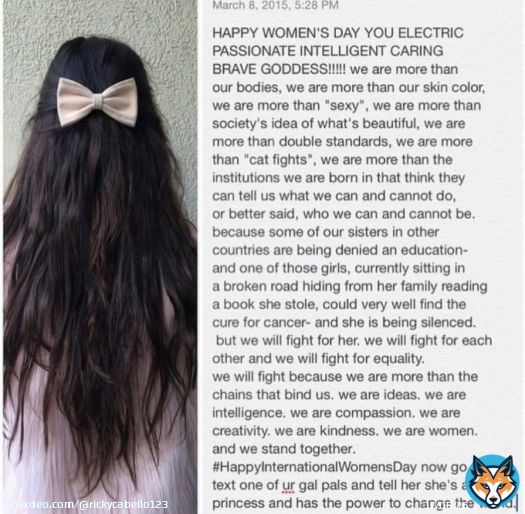 Camila IG Post today 8 years ago  #InternationalWomensDay #HappyWomensDay   'could very well find the cure for cancer- and she is being silenced.'  @Camila_Cabello was teasing Familia track 'Lola' 8 years ago, her mind!