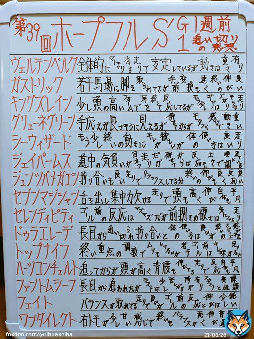 おはよう御座います 【ホープフルステークス】の１週前追い切りの感想をツイートします ブログでは少し詳しい内容と最終追い切りで注目して欲しい馬も書いてるので是非見てください 宜しくお願いします