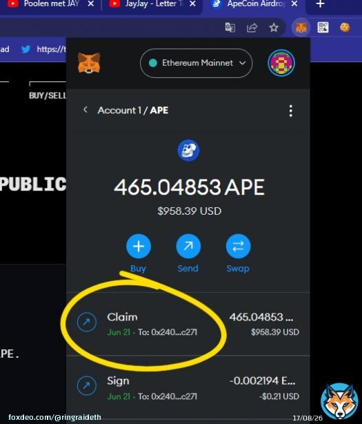 NEW AIRDROP ALERT   CLAIM YOUR $APE COINS NOW!      $GALA $OP $CAPO $APE #APE #BAYC #MAYC #Uniswap #Airdrop #USDT $USDT $PSYOP $BEN $LOYAL $FINALE #NFTs $HEX $XEN Pauly #WEB3 $MONG #linea_eth #ETH #BTC #Bitcoin #BEN $MANA Yuga Labs #BTC