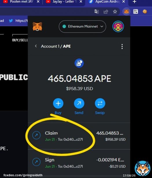 NEW AIRDROP ALERT   CLAIM YOUR $APE COINS NOW!      $GALA $OP $CAPO $APE #APE #BAYC #MAYC #Uniswap #Airdrop #USDT $USDT $PSYOP $BEN $LOYAL $FINALE #NFTs $HEX $XEN Pauly #WEB3 $MONG #linea_eth #ETH #BTC #Bitcoin #BEN $MANA Yuga Labs #BTC