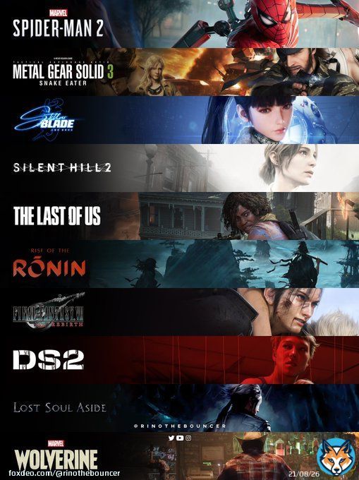 #PlayStation Showcase is gonna be worth the wait  Spider-Man 2 Metal Gear Solid 3 Stellar Blade Silent Hill 2 The Last of Us: Multiplayer Rise of the Ronin Final Fantasy VII: Rebirth Death Stranding 2 Lost Soul Aside Wolverine Pragmata Final Fantasy XVI&hellip;