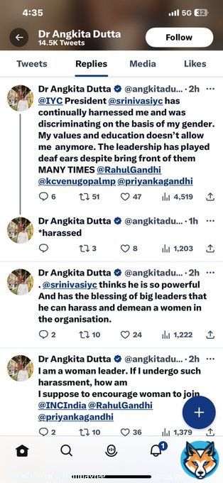 Congress @IYC president faces harassment charges from his female colleagues and been called out openly on social media