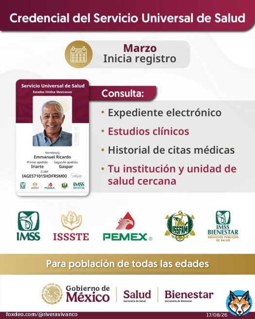 Salud gratuita y universal Conoce los requisitos para tramitar tu credencial de salud.Quote