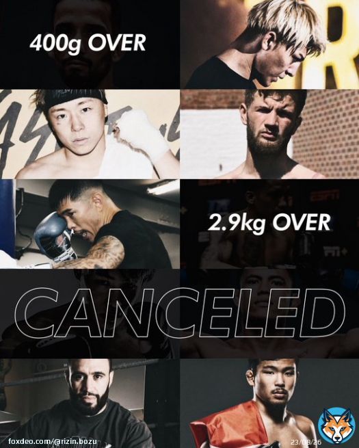 6.24最終まとめ  #RIZIN43 \u2714\ufe0f︎ クレベル400gオーバー ※王座剥奪 \u2714\ufe0f︎ 星久保将城1.6kg OVER  #武尊 VS サグデン \u2714\ufe0f︎ サグデン400g OVER&rarr;再々計量でクリア  #井岡一翔 VSフランコ \u2714\ufe0f︎ フランコ2.9kg OVER ※王座剥奪  #平良達郎 VS ホドリゲス \u2714\ufe0f︎ ホドリゲス1.3kg OVER ※試合中止