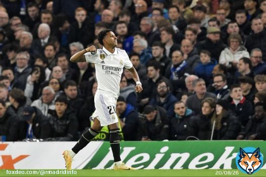Rodrygo:   'I thought of celebrating it by sliding on my knees but I have a little inflammation; then my idol came to mind, @Cristiano , and I thought of celebrating it like this'   'I have something special with the Champions League'